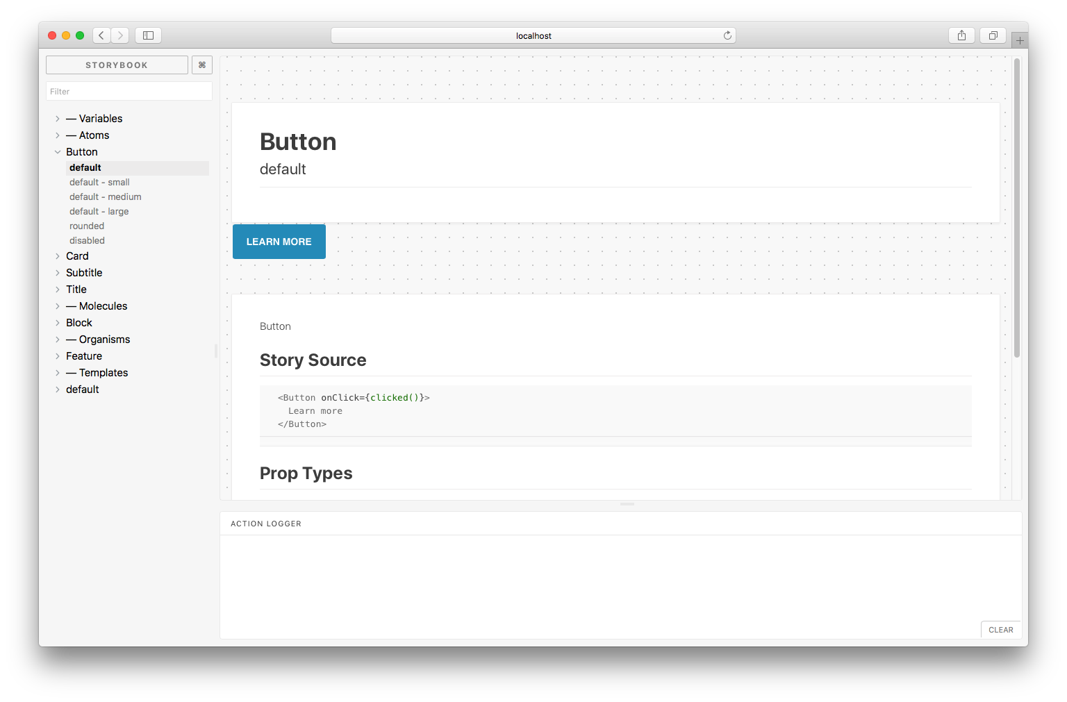 Storybook interface